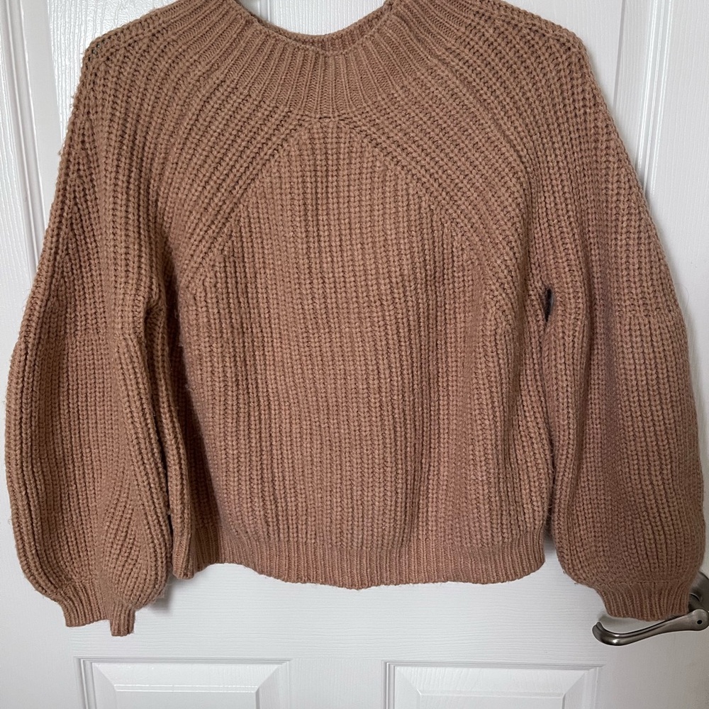 Petal & Pup Tan Ribbed Crew Neck Sweater